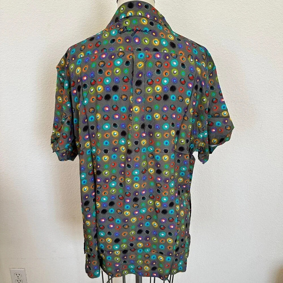 Desigual Men's XXL Polka Dot Button-Up Shirt  Multicolored Circles  - MSRP $115 - Picture 2 of 11